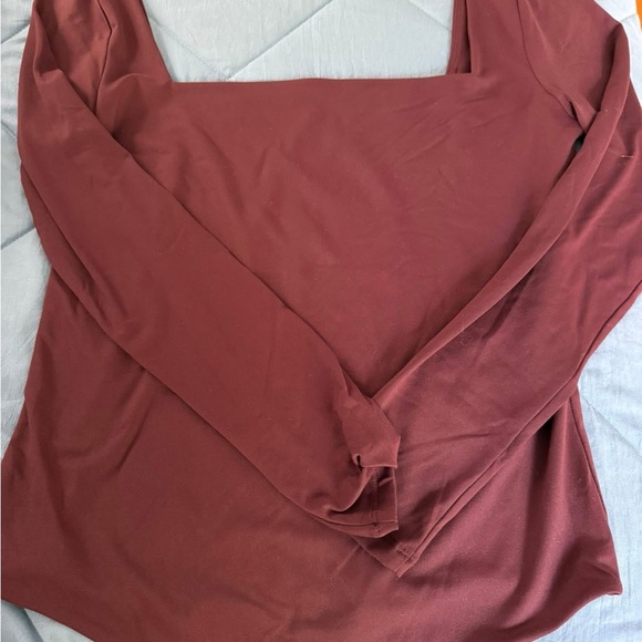 nuuds Tops - nuuds Deep Burgundy Long Sleeve Bodysuit